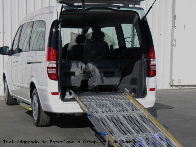 Taxi accesible de Aeropuerto de Badajoz a Barcelona